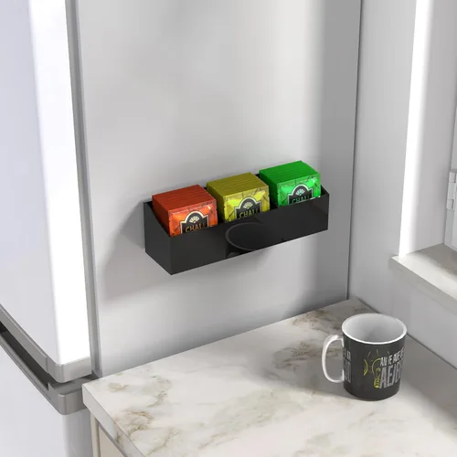 Miniatura 2 de NiHome Organizador magnético de bolsas de té para refrigerador, organizador de almacenamiento de bolsas de té acrílicas para refrigerador, soporte