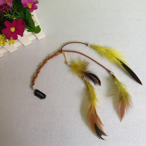 Miniatura 3 de 6 extensiones de cabello hippie boho hechas a mano para mujer con clip de plumas, peine de accesorios de bricolaje, tocado de horquilla