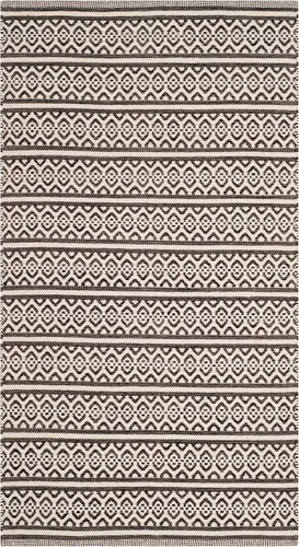 Miniatura 4 de SAFAVIEH Colección Montauk - Alfombra decorativa de 3 x 5 pies, color marfil y negro, hecha a mano de algodón estilo bohemio rural, ideal para zonas