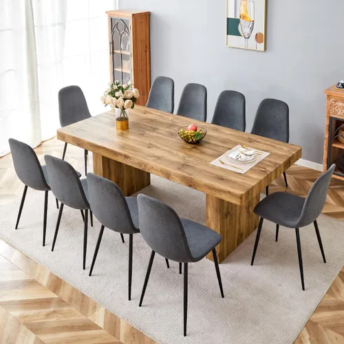 Miniatura 28 de gopop Rustic Modern 79" Rectangular Dining Table, Solid Wood Farmhouse Kitchen Table with Sturdy Legs, Wooden Dining Room Table for 6–10 People