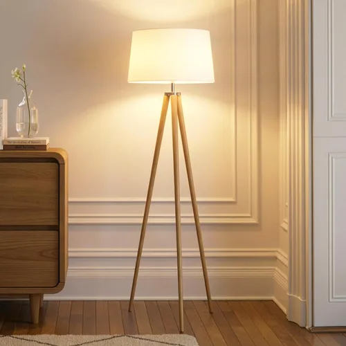 Miniatura 3 de Lámpara de pie Emma de trípode de Brightech. Diseño clásico para salas de estar contemporáneas o tradicionales. Iluminación ambiental suave., Madera