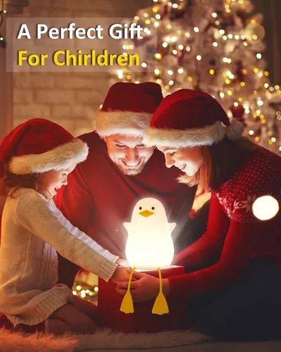 Miniatura 8 de Attivolife lámpara de noche con forma de pato para niños, lámpara de mesa LED de silicona, lámpara de control táctil de animal mago con temporizador