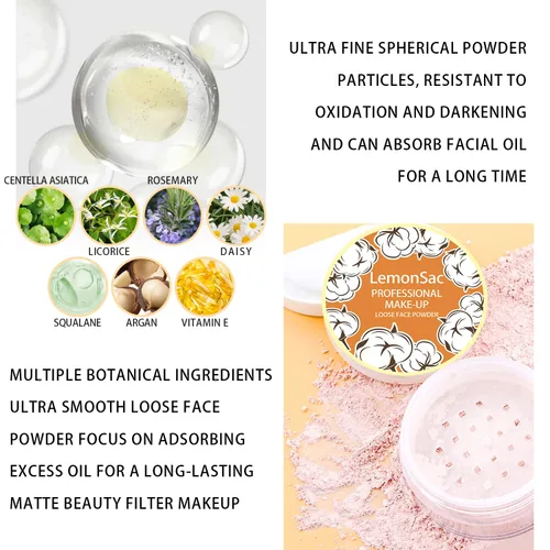 Miniatura 4 de LemonSac 2 polvos faciales sueltos, control de aceite que minimiza los poros y las líneas finas, maquillaje en polvo para hornear, efecto de enfoque