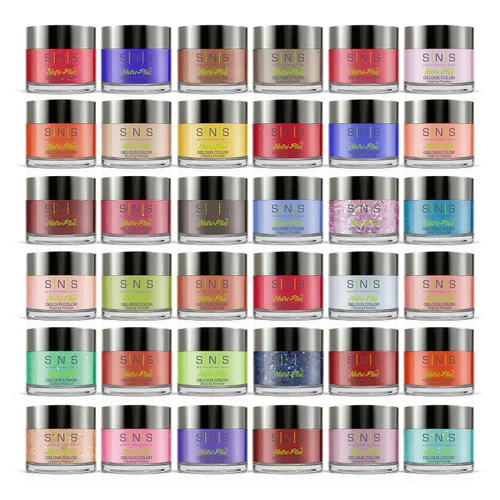 Miniatura 42 de SNS Polvo de inmersión de uñas, polvo de inmersión de color geloso, rosa brillante (rojo/magenta, brillante), color de uñas acrílico de larga