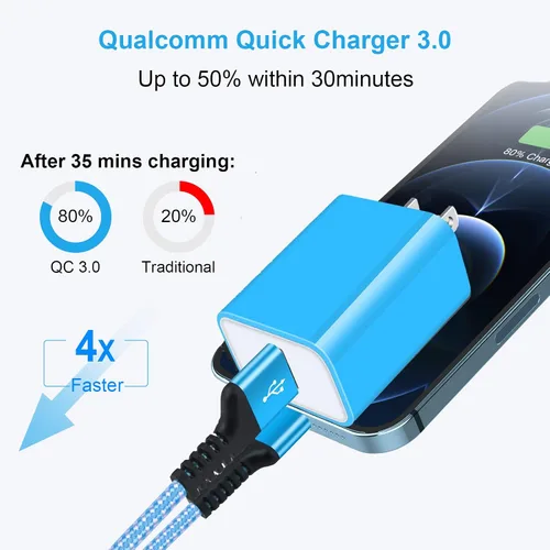 Miniatura 2 de Adaptador de enchufe USB de carga rápida adaptable para Samsung Galaxy S23 Ultra, A54, A34, A14, A04S, A23, A13, A03S, A53, S22, S21, S10, S9, S8