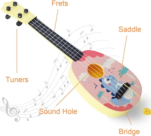 Miniatura 3 de YOLOPLUS+ Ukulele Guitarra Juguete para Niños Pequeños de 17 Pulgadas, 4 Cuerdas, Mini Guitarra para Niños - Instrumentos Musicales para Niños