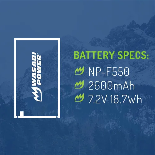 Miniatura 4 de Wasabi Power Batería para Sony NP-F330, NP-F530, NP-F550, NP-F570 (2600mAh, Serie L) y CN-160, CN-216, CN-126 Series, Atomos Ninja V, Shinobi