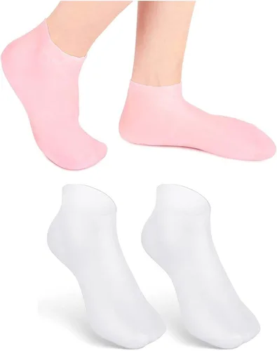 2 pares de calcetines hidratantes suaves de silicona, calcetines hidratantes para piel seca y dura agrietada, calcetines de gel de spa hidratantes