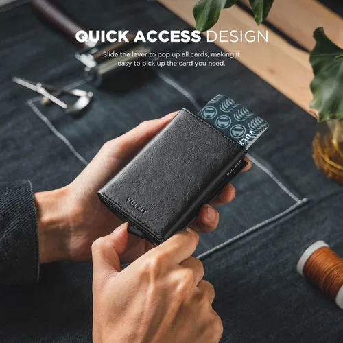 Miniatura 3 de VULKIT Tarjetero de crédito con compartimento para billetes de banco, bloqueo RFID, cartera de cuero desplegable con ventana de identificación