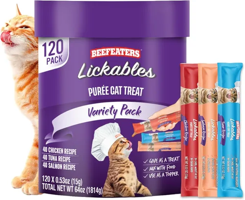 Miniatura 14 de Beefeaters Paquete variado de golosinas puras para gatos de 1.59 onzas (paquete de 12) Golosinas de tubo para apretar para lamer, sin granos, sin