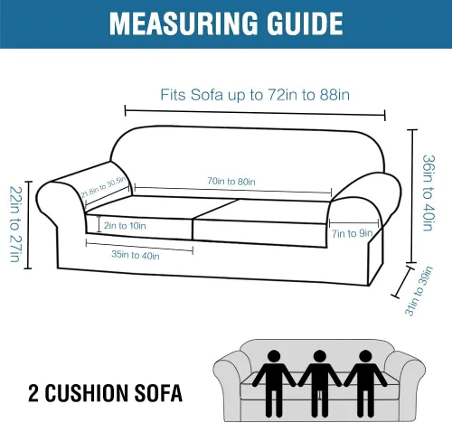 Miniatura 2 de H.VERSAILTEX - 3 fundas de sofá elásticas para 2 cojines de sofá. Fundas para muebles de sala de estar (funda base más 2 fundas de cojín de asiento)