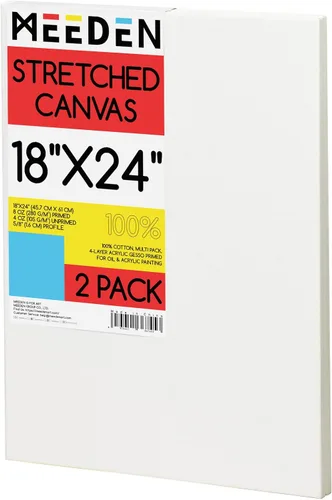 Miniatura 8 de MEEDEN Lienzo estirado, 8 x 8 pulgadas, paquete de 6, lienzos blancos en blanco para pintar, 100% algodón, 8 onzas imprimado con geso, lienzo