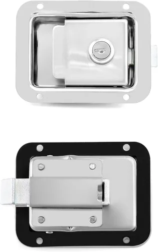 Miniatura 4 de QWORK Pestillo de acero inoxidable para puerta de remolque RV, mango de bloqueo resistente con llave, reemplazo resistente para caja