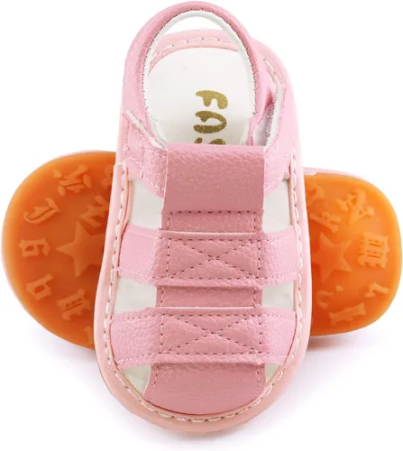 Miniatura 3 de SOFMUO Sandalias chirriantes antideslizantes con suela de goma suave y puntera cerrada, zapatos de verano al aire libre para niños pequeños