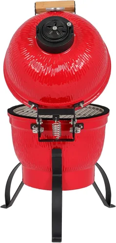 Miniatura 4 de Vasitelan Parrilla de Cerámica, Parrilla Portátil de Cerámica de Carbón de 13 pulgadas, Parrilla de Carbón Kamado BBQ (Naranja)