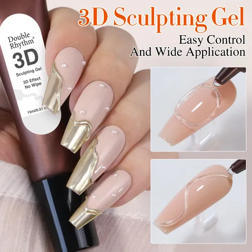 Miniatura 2 de Double Rhythm Gel de Uñas 3D de 0.5 Oz, Gel de Arte para Uñas, Gel de Escultura Sin Limpieza, Esmalte en Gel para Diseños de Uñas, Arte de Uñas DIY