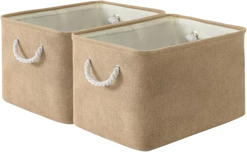 Miniatura 45 de Cesta de organización y almacenamiento para estantes - Paquete pequeño de 6 cestas de almacenamiento de tela plegables para organizar con asa