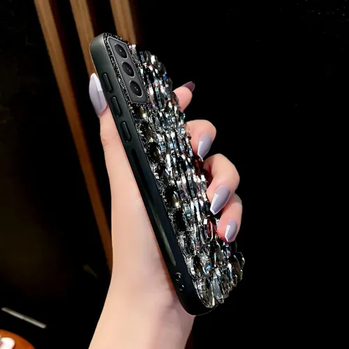 Miniatura 5 de Funda para Samsung Galaxy S21 Diamond - 3D Glitter Sparkle Bling Luxury Shiny Crystal Bumper Clear Gems Cute Protective Girly Case (negro)