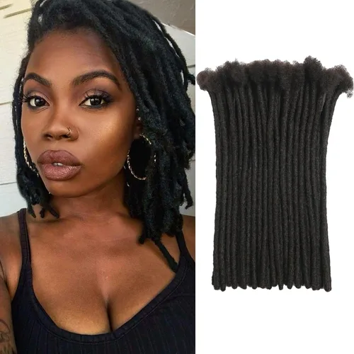 Miniatura 23 de Extensiones Loc de 10 pulgadas de grosor de cabello humano de 10 pulgadas, 10 hebras, extensiones de rastas de cabello humano para mujeres