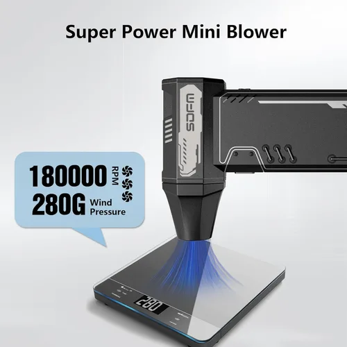 Miniatura 4 de SDFM Plumero de aire comprimido, soplador de nieve de 180,000 rpm, con motor sin escobillas, plumero de aire ajustable de 3 engranajes