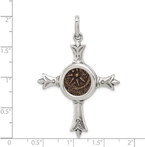 Miniatura 4 de Colgante de cruz de plata de ley QAC113 con diseño de viuda antigua