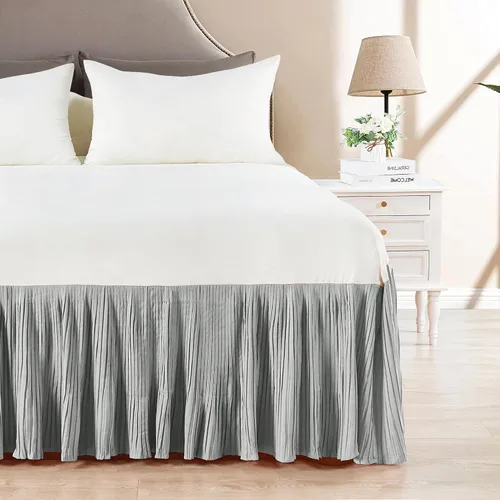 Miniatura 2 de Home Soft Things Falda de cama plisada de microfibra, diseño elegante envolvente de microfibra sólida con caída de 18 pulgadas, ropa de cama
