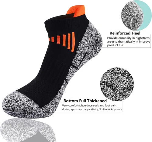 Miniatura 4 de J.WMEET Mens Low Cut Ankle Athletic Socks Cotton Mesh Cushioned Running Ventilation Sports Tab Socks