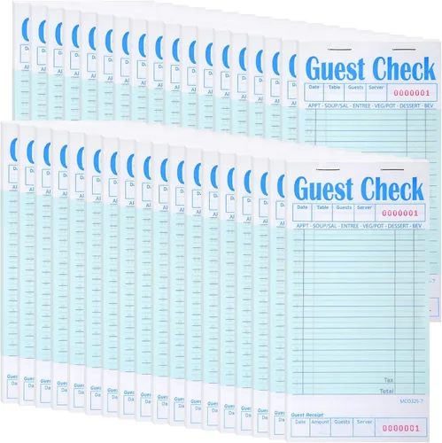 Paquete de 100 cuadernos de cheques de invitados para servidores a granel, bloc de notas para camarera, chequera, accesorios de papel, libro de Verde
