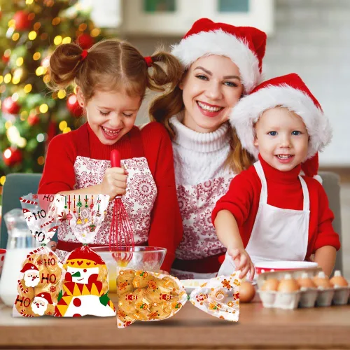Miniatura 3 de DULEFUN 160 bolsas de celofán de Navidad, 8 estilos, transparentes para dulces, galletas, golosinas, bolsas de celofán con lazos de torsión