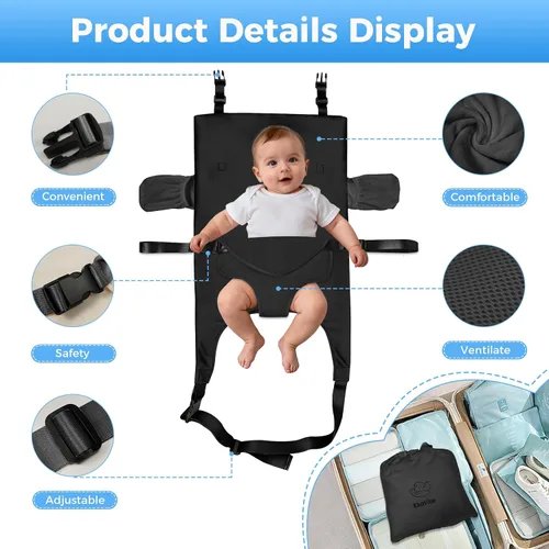 Miniatura 3 de Cama de viaje extensor de asiento de avión para bebés Cama de vuelo para bebé en regazo Extensor de asiento de viaje para bebé plegable suave