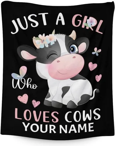 Miniatura 10 de Manta de vaca para niños, suave, mullida y acogedora, 30 x 40 pulgadas, tamaño regazo, para sofá, oficina, color negro, lindas mantas cálidas
