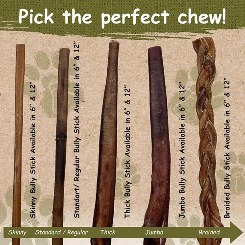 Miniatura 4 de Palitos masticables Bully estándar de 12 pulgadas por Top Dog Chews (paquete de 12)