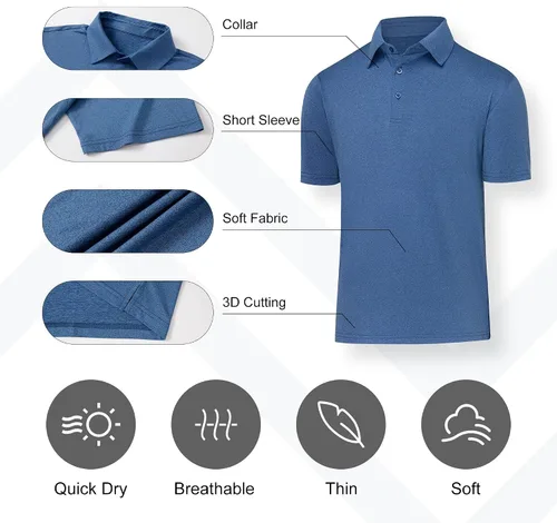 Miniatura 6 de BALENNZ Polos de Golf para Hombres de Secado Rápido Camisas Polo Atléticas para Hombres de Manga Corta de Verano Casuales que Absorben la Humedad