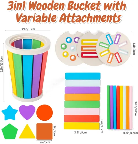 Miniatura 6 de Juguetes Montessori para niños de 1 a 3 años, juguetes de aprendizaje de clasificación de colores de madera para niños pequeños, juegos de Clásico