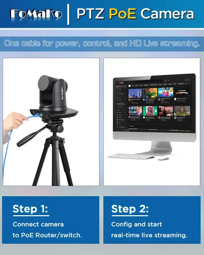 Miniatura 9 de FoMaKo Cámara HDMI PTZ AI Auto-Tracking Gen 3, zoom óptico 20x IP USB3.0 Cámara HDMI para servicios religiosos, educación de adoración, FMK12UH Pro