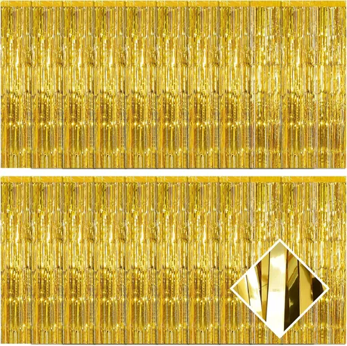 Miniatura 21 de Paquete de 20 cortinas de flecos de aluminio negro de 3.2 x 9.8 pies, cortinas de papel de aluminio negro, cortinas de oropel metálico, cortinas