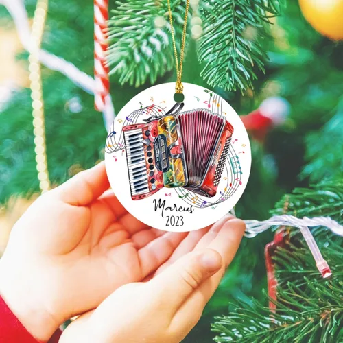 Miniatura 4 de Adorno de acordeón personalizado de Navidad con nombre, adorno de acordeón personalizado para árbol de Navidad 2026, adorno de acordeón