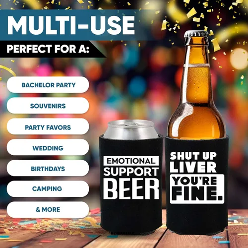 Miniatura 4 de Divertidos frases de fiesta de cerveza para latas de cerveza con aislamiento térmico para bebidas con soda, cerveza Hugger Coolies