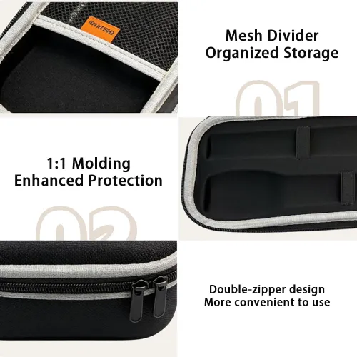Wireless Microphone Case, Dual Wireless Microphone Storage Box, Hard EVA Mic Carrying Case, Dual Mic Bag with EVA Hard Shell Exterior Compatible