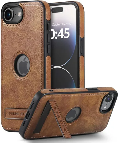 Miniatura 32 de Funda de cuero para iPhone 13 Pro, funda protectora delgada con función atril a prueba de golpes, soporte invisible integrado compatible con iPhone