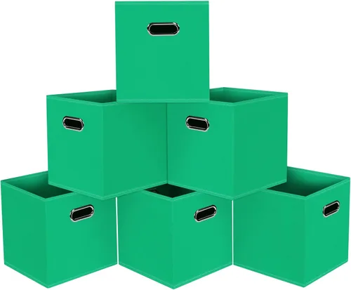 Miniatura 20 de Cubos de Almacenamiento Plegables Negros, Cajas de Almacenamiento de Tela, Organizadores de Cubos con Asas Duales para Organizador del Hogar, Juego