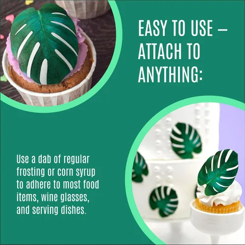 Miniatura 7 de Sugar Robot - Decoración comestible de hojas de Monstera - Tamaño pequeño - Hojas comestibles para decoración de pasteles - Hecho a mano - Hecho