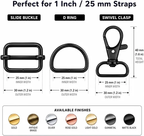 Miniatura 2 de 56 piezas de anillos en D para herrajes de bolso, herrajes para bolso para confección de bolsos, hebillas artesanales (color mixto, 30 mm)