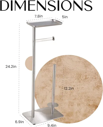 Miniatura 5 de Day Moon™ Soporte de papel higiénico de níquel cepillado Soporte de papel higiénico independiente con almacenamiento - Soporte de papel higiénico