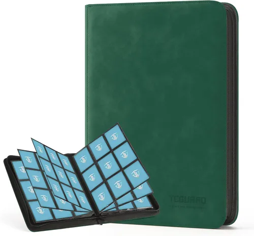 Miniatura 21 de Carpeta con cremallera de 12 bolsillos para 720 tarjetas, bolsillos laterales seguros de carga, carpeta de álbum de tarjetas intercambiables, Negro