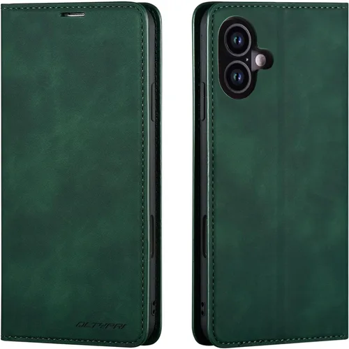 Miniatura 44 de QLTYPRI Funda para iPhone Air, Funda de piel sintética premium TPU parachoques con tarjetero Kickstand adsorción magnética oculta a prueba de golpes