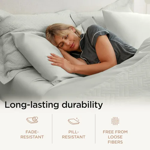 Miniatura 5 de Threadmill Sábanas de Algodón 100% para Cama Tamaño Queen - Juego de Sábanas Queen de 600 Hilos con Bolsillo Profundo de 16" - Juego de Ropa de Cama