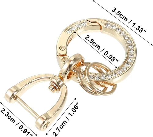 Miniatura 3 de X AUTOHAUX Llavero de repuesto para llavero de automóvil para hombres y mujeres con anillo en forma de D, Tono dorado