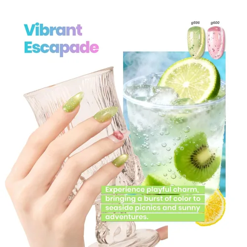Miniatura 6 de Beetles Bubbly Mixology - Juego de esmaltes de uñas de gel de ojo de gato, 8 colores pastel, primavera, brillante, kit de esmalte de gel