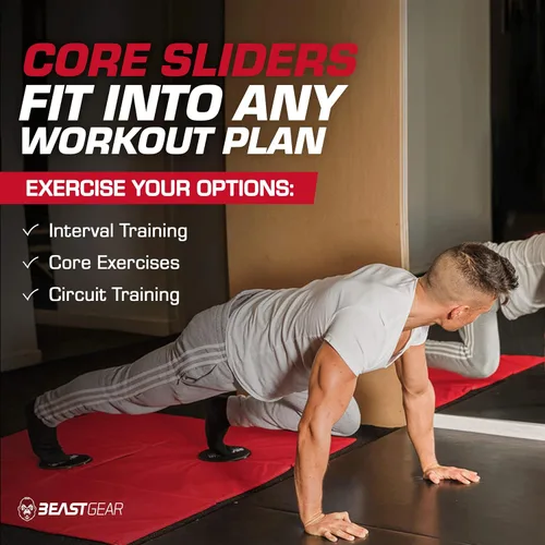 Miniatura 8 de Deslizadores Core de Beast Gear – Discos deslizantes de doble cara para ejercicios abdominales – Alfombras y suelos duros